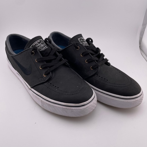 Nike Stefan Janoski Zoom Air SB Leather Skateboarding Shoes Black‎ Size 8